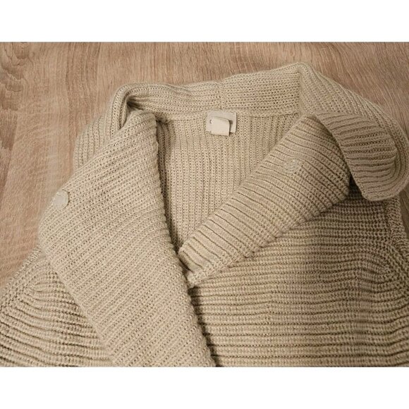 Chicos Size 2 Us Large Womens Sweater Vest Snap Front Cream Color Wool Blend - Picture 3 of 8